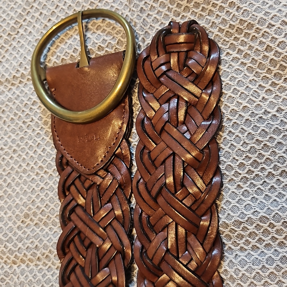 Wide RALPH LAUREN woven leather belt excellent preloved condition fit size 18-22 - Picture 7 of 16